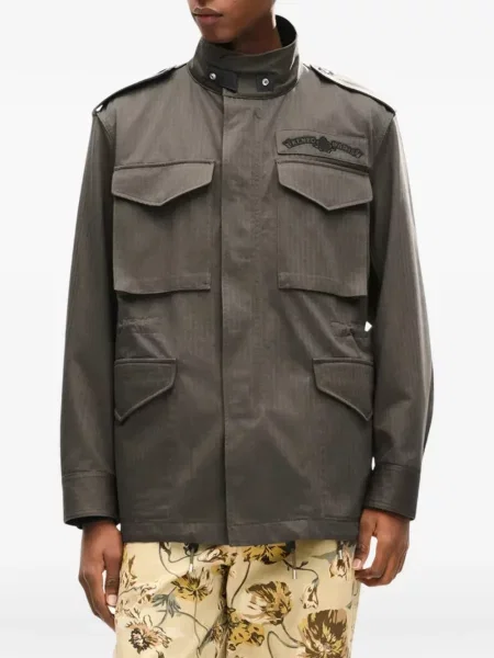 Geacă Kenzo cu model herringbone verde