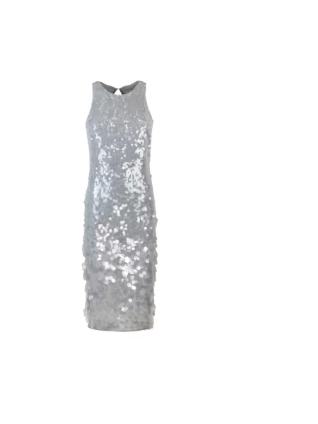 Patrizia Pepe Sukienki Kobieta XS Sukienka bez Rękawów z Odkrytymi Plecami szary