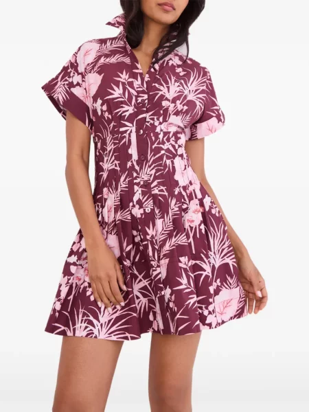 Rochie mini Cara Cara cu model floral cu imagine roșu