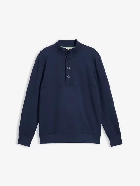 Bluza z listwą guzikową z czystej bawełny organicznej niebieska