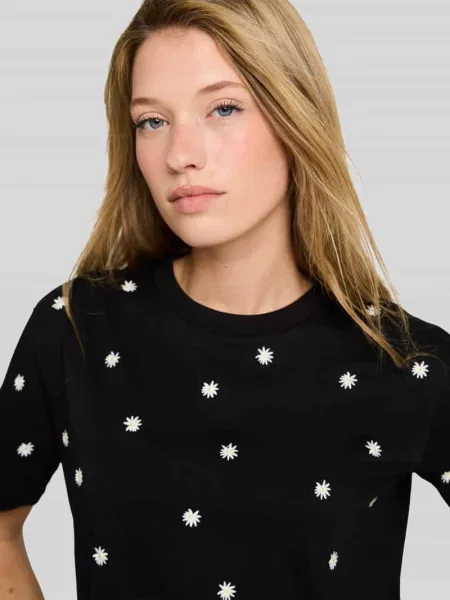 T-shirt o kroju boxy fit z czystej bawełny Tom Tailor Denim czarna