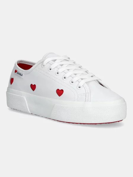 Кецове Superga на платформе със сърца бяло