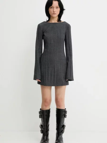 Our Legacy rochie cu lână Firm mini evazați gri