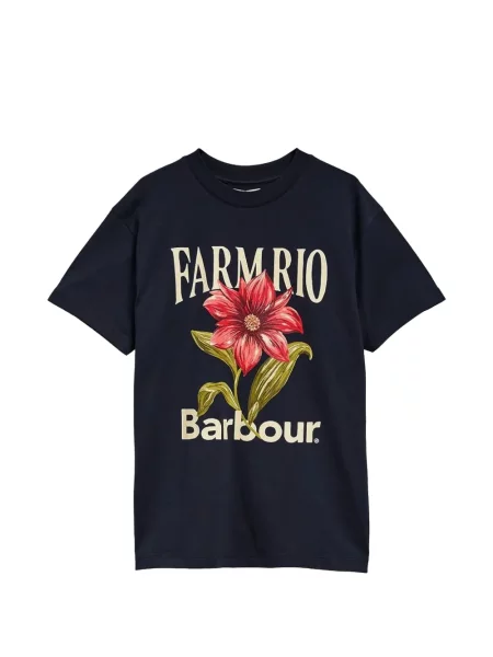 Tricou Barbour cu model floral cu imagine albastru