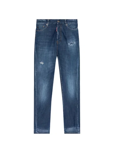 Blugi cu picior larg Dsquared2 zdrențuiți albastru