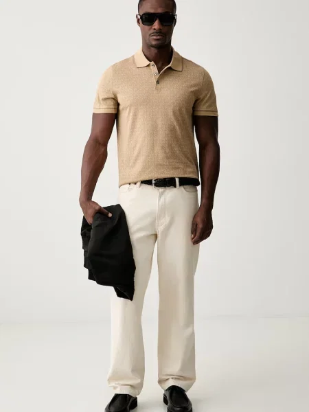 Tricou polo Michael Kors bej