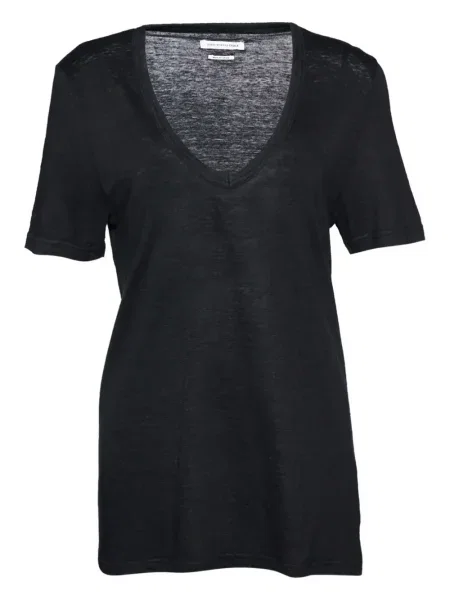 Lniana koszulka z dekoltem v Marant Etoile z dekoltem w serek czarna