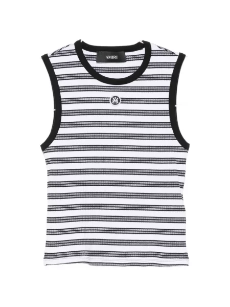 Top Amiri cu dungi tricotate alb