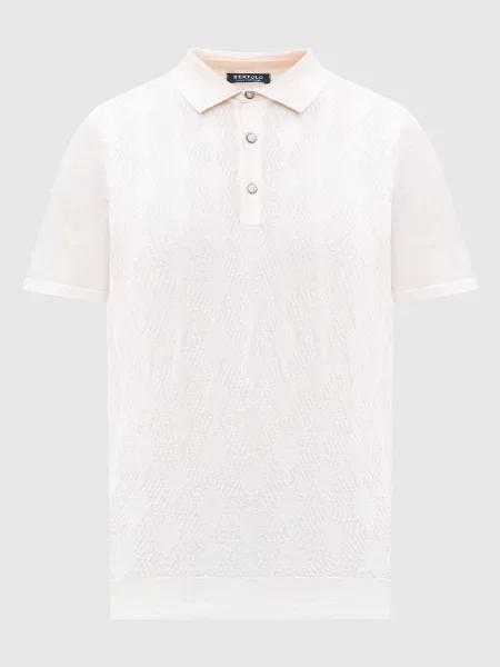 Поло із шовку в тканий візерунок Bertolo Cashmere біле