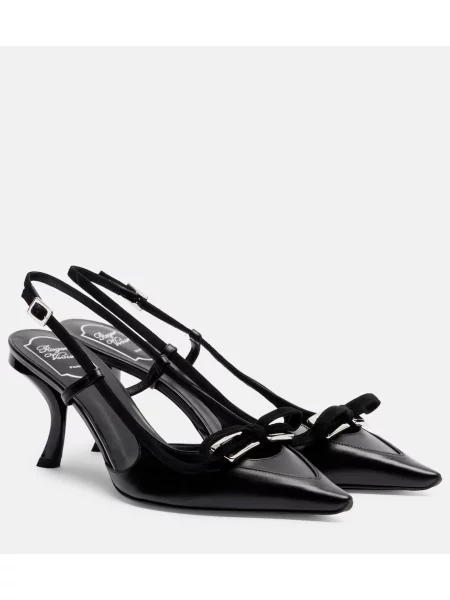 Pantofi cu toc Roger Vivier din piele slingback negru