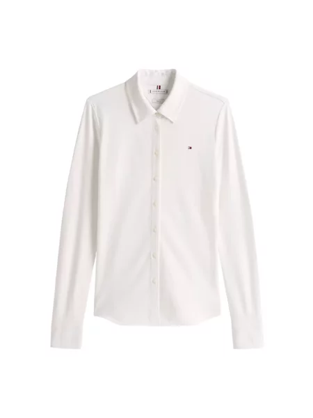 Tommy Hilfiger Bluzki i koszule Kobieta L Slim Fit Pique Shirt biały
