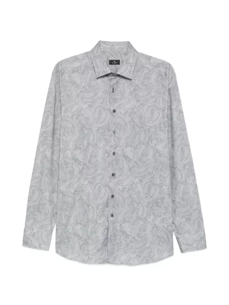 Lung cămașă Etro cu imagine cu model paisley gri