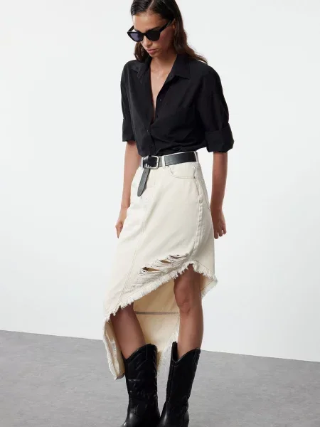 Spódnica jeansowa Trendyol biała