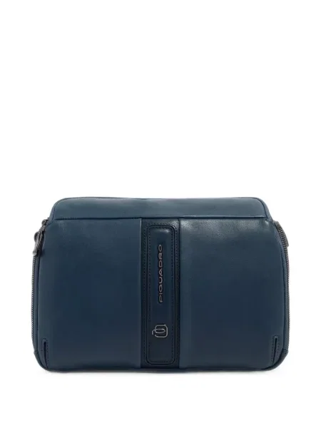 Geantă crossbody Piquadro cu autograf albastru