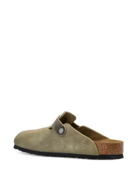 Saboți Birkenstock din piele de căprioară verde