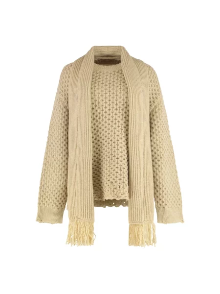 Sweter Mm6 Maison Margiela wełniany beżowy