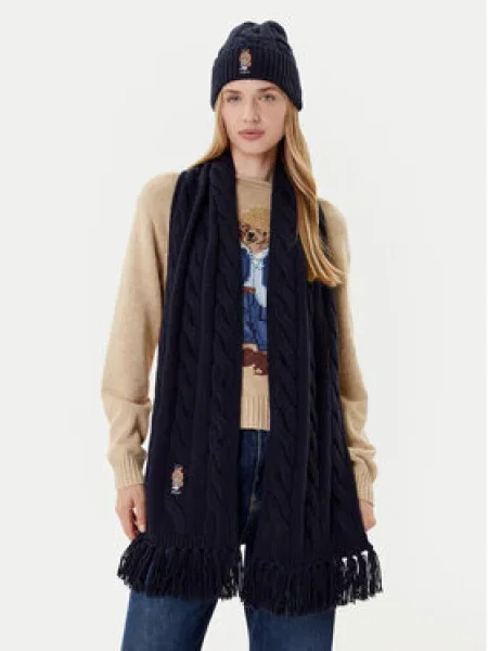Polo Ralph Lauren gyapjú sál sötétkék nyomott mintás kék