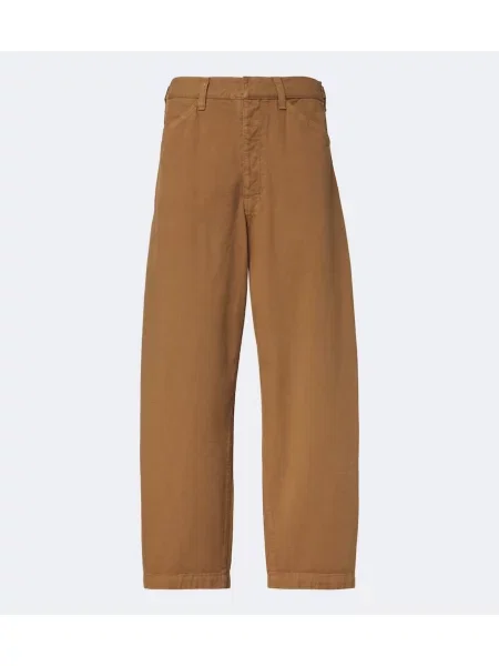 Pantaloni Lemaire din țesătură twill maro