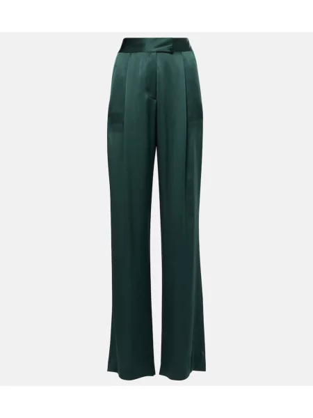 Pantaloni The Sei de mătase plisate verde