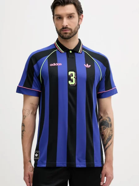 Adidas Originals polo Jcquard Jersey wzorzysty niebieski