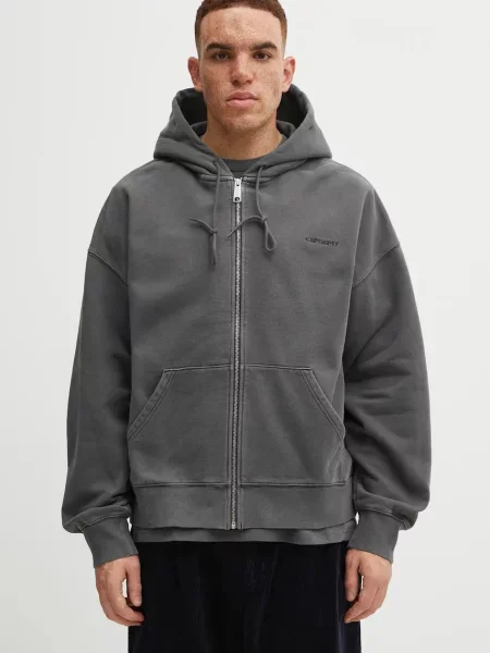 Sweatshirt Carhartt WIP Hooded Benton Sweat Jacket Graphite Garment Dyed L gri