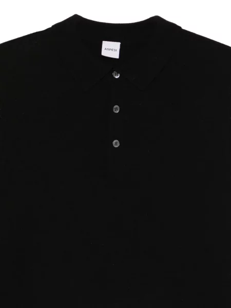 Tricou polo Aspesi din cașmir negru