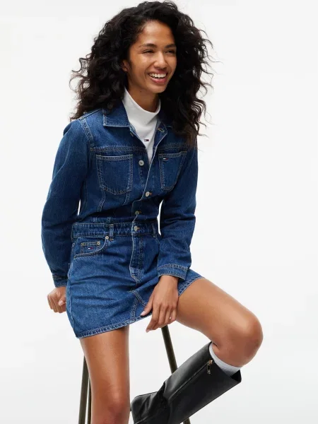 Tommy Jeans Košeľové šaty ARCHIVE' modrá