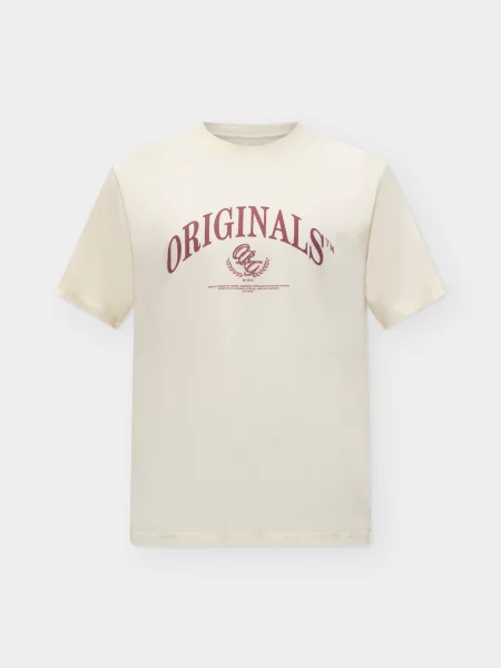 JACK & JONES Tricou JORFREDERIKSBERG roşu închis alb
