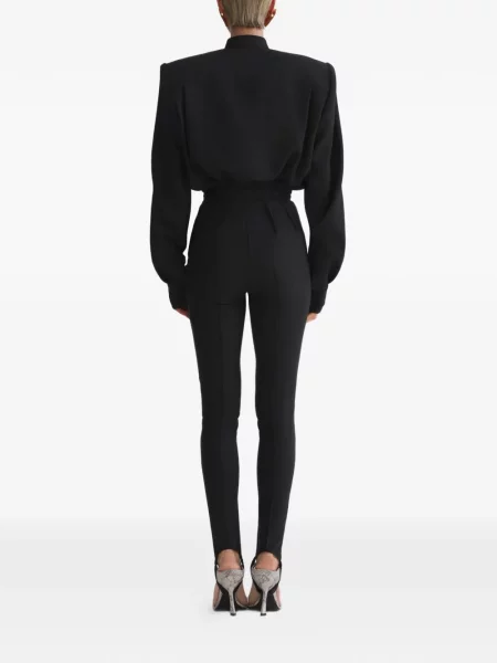 Top Mugler cu umeri lung negru