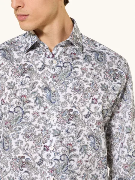 Olymp Košile Luxor Comfort Fit / tmavě červená / olivová bílá