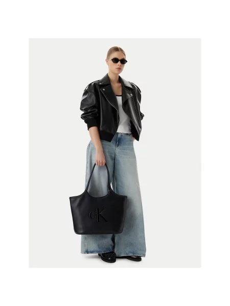 Calvin Klein shopper torba za žene od imitacije kože crna