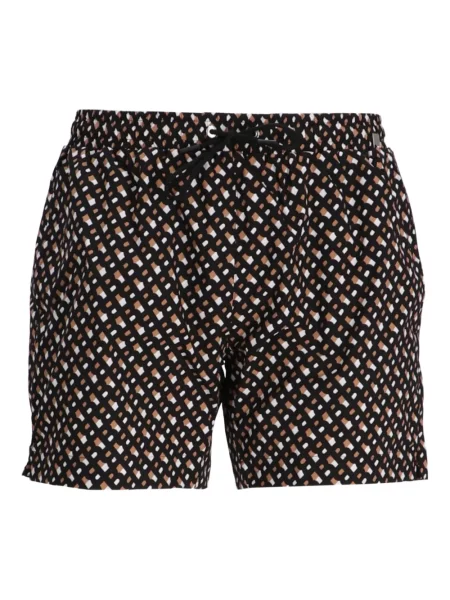 Slip de baie Boss din jacard cu autograf negru