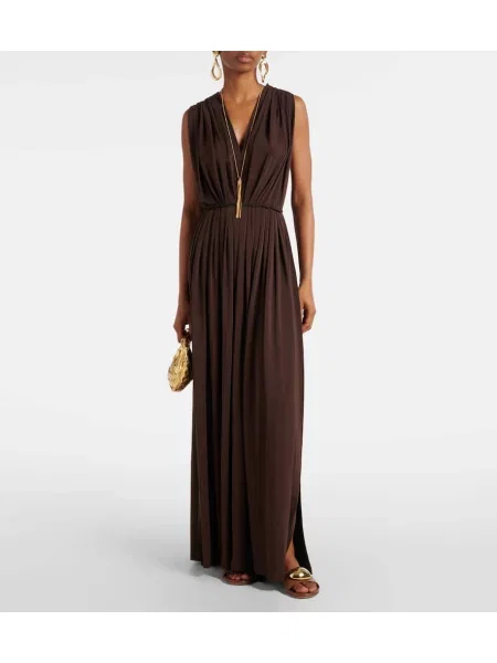 Rochie maxi Max Mara plisată de costum maro