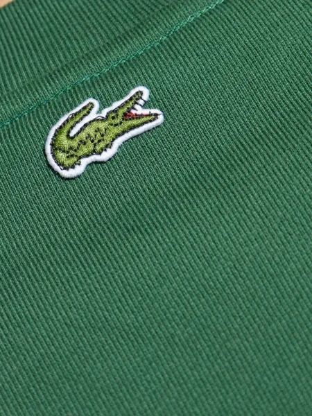Hanorac din fleece Lacoste cu broderie din fleece verde