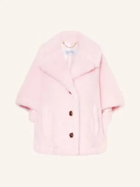 Max Mara Peleryna Z Futra Teddy Z Alpaką rosa