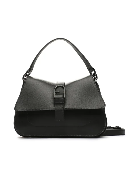Кожена чанта Furla Flow Mini черно