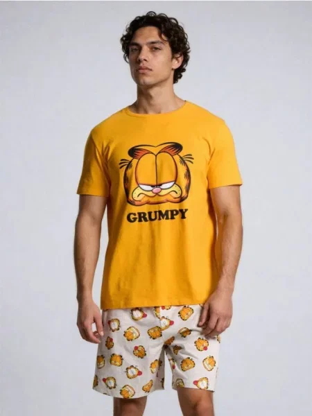 Sinsay piżama dwuczęściowa z nadrukiem Garfield wielobarwny
