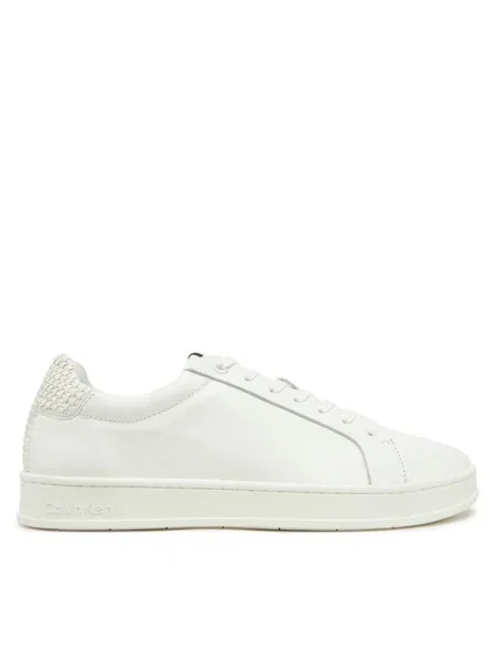Кожени маратонки Calvin Klein LOW TOP LACE UP WOVEN бяло