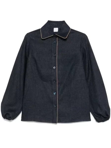 Lniana koszula Eleventy niebieska