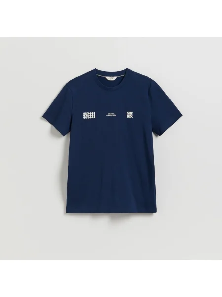 Reserved Regular szabású póló mintával tengerészkék