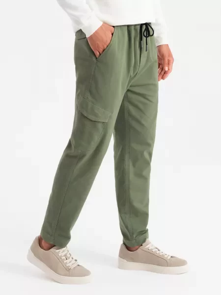 Pantaloni cargo Ombre tricotate kaki