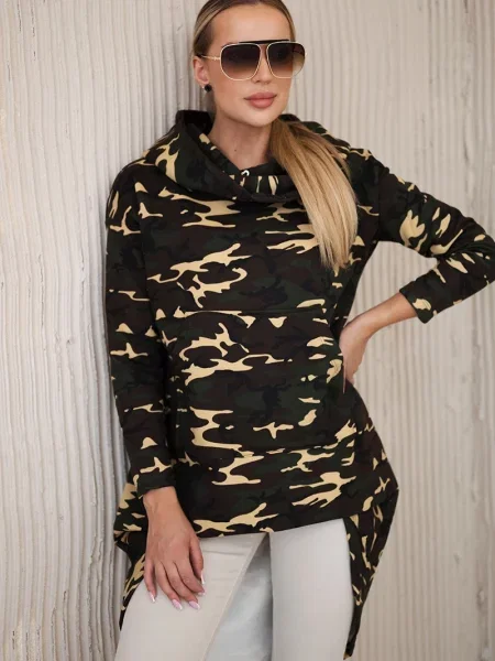 Długa długi powrót bluza Kesi brązowa