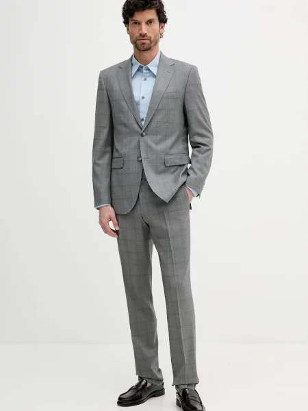 Vlněný oblek BOSS pánský šedá