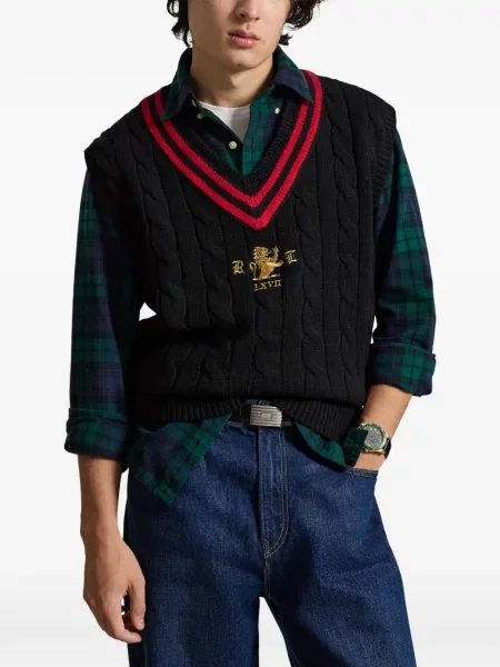 Szarvasbőr kockás húzózsinór zokni Polo Ralph Lauren fekete