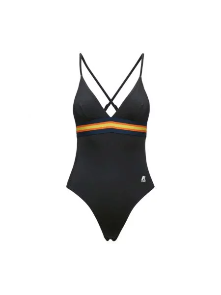 Stroj jednoczęściowy K-way w paski czarny