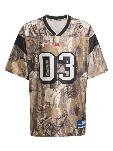 Камуфлажна плетена тениска Adidas с принт черно