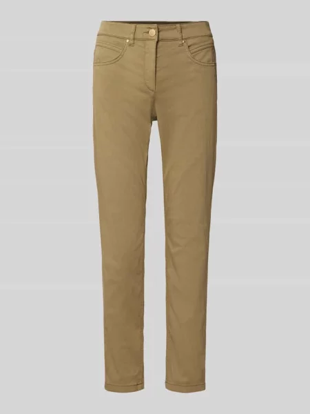 Spodnie o kroju slim fit w skróconym kroju Luisa Cerano oliwkowe
