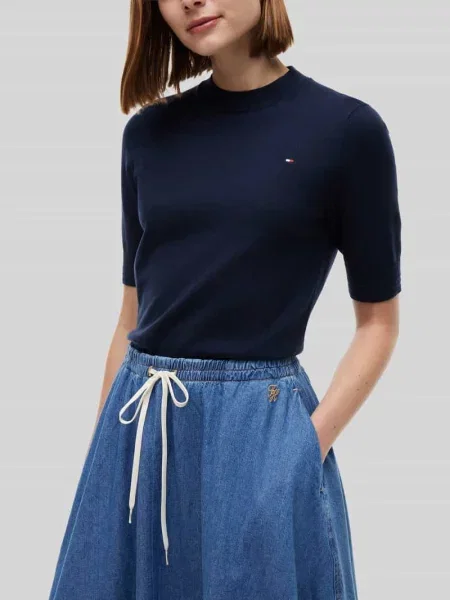 Rozkloszowana spódnica midi z czystej bawełny Tommy Hilfiger błękitna