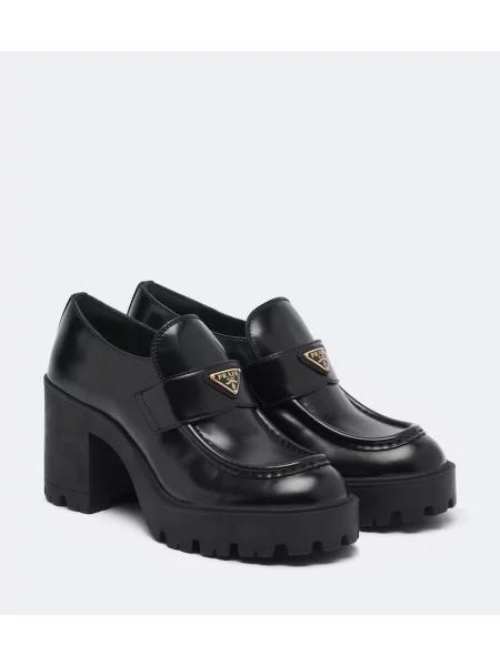 Pantofi loafer Prada din piele cu platformă negru