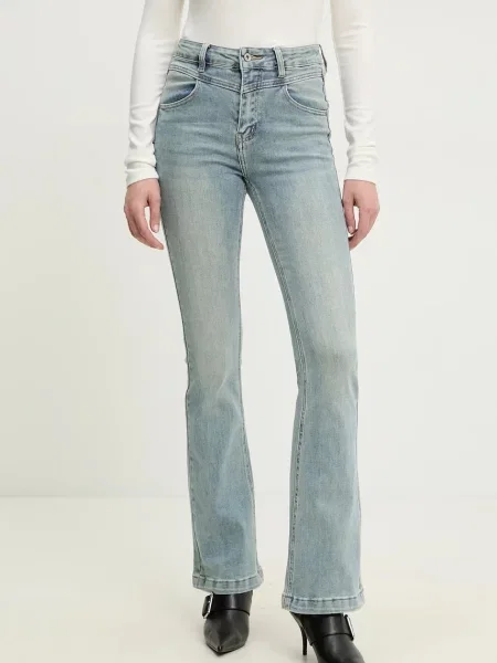 Дънки Answear Lab с висока талия синьо